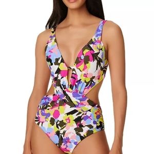 Bar‎ III Paradise Garden Monokini One-Piece Swimsuit Multicolor L